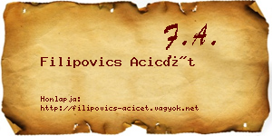 Filipovics Acicét névjegykártya